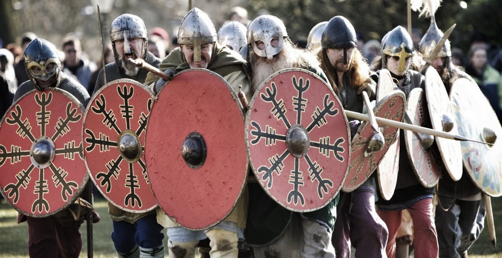 Viking shieldwall by re-enactors